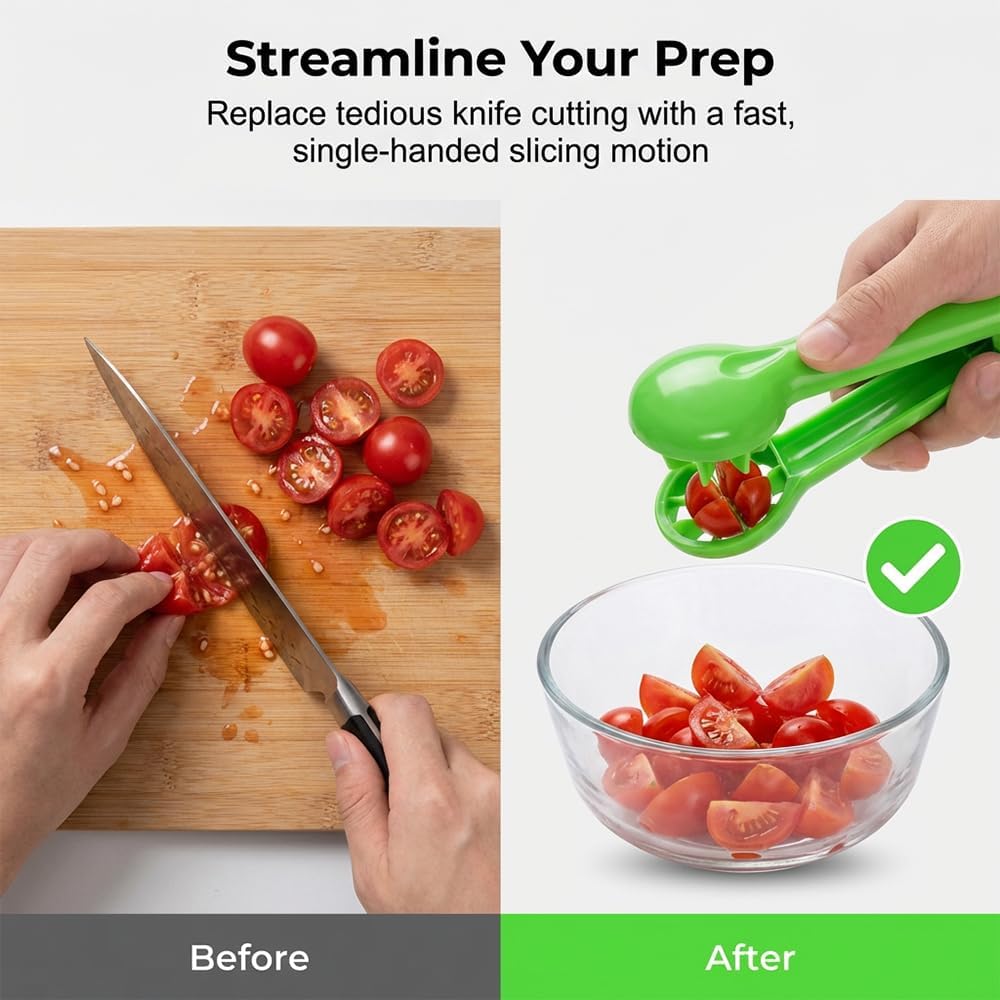 Skiennix Grape Cutter Slicer - 2026 Kitchen Gadget for Quick Fruit & Vegetable Prep | Cuts Grapes, Tomatoes, Strawberries into 4 Pieces