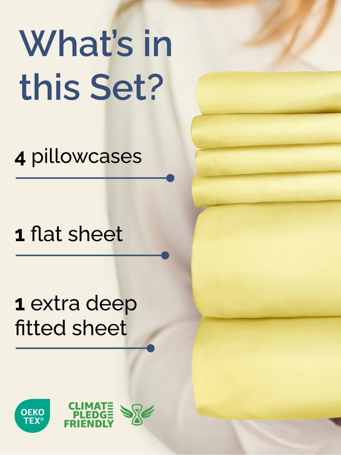 Skiennix Extra Deep Full Sheet Set - 6-Piece Breathable Cooling Bedding - Soft, Wrinkle-Free Yellow