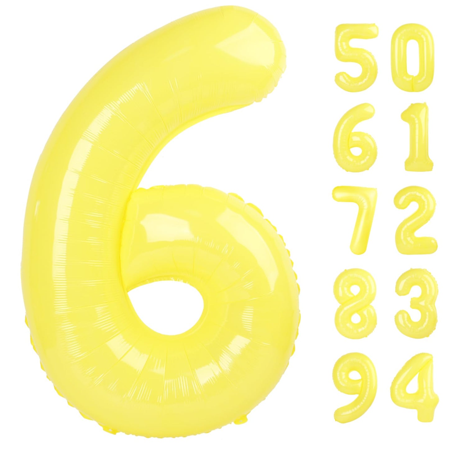 Yellow 6 Balloon, Number Balloons 40 Inch, 6th Balloons for Birthday Decorations, Yellow Party Supplies 6 Birthday Balloon, Number 6 Balloon