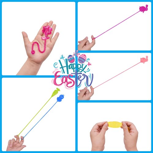 Howzcci 48 PCS Easter Party Favors Toys, 24 PCS Sticky Hands Toy with 24 PCS Mini Slinky Coil Springs Toys for Kids Girls Boys Easter Basket Stuffers Party Favors Gifts