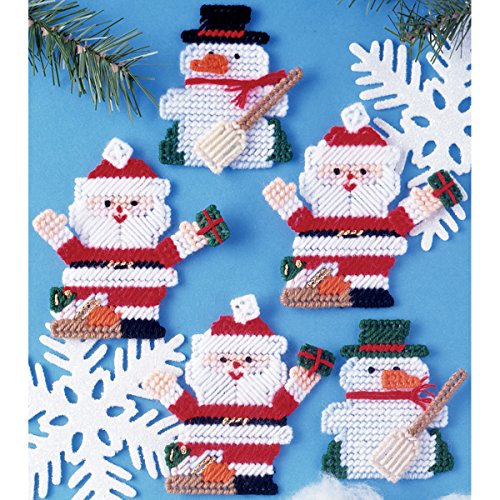 Tobin Santa and Snowman 7 Count Ornaments Plastic Canvas Kit