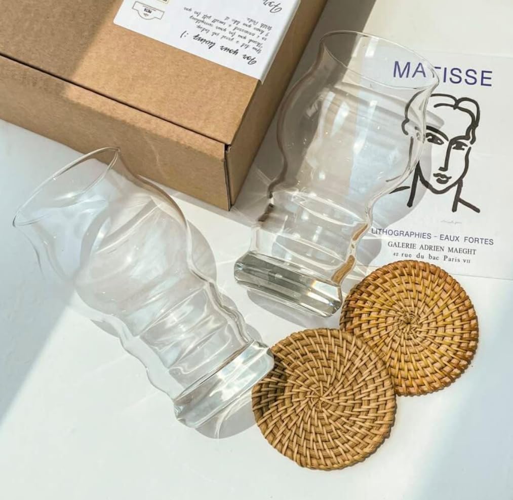 PIETA Cloud-Shaped Beverage Drinking Glass Cup Gift Set (14.5oz, 2pcs) with Coasters – Stylish Gift for Any Occasion