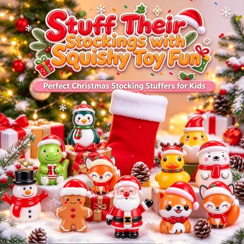 Blue Hydrangea 24PCS Christmas Squishy Sensory Toys - Color-04 Holiday Fidget Stress Relief for Kids & Stockings