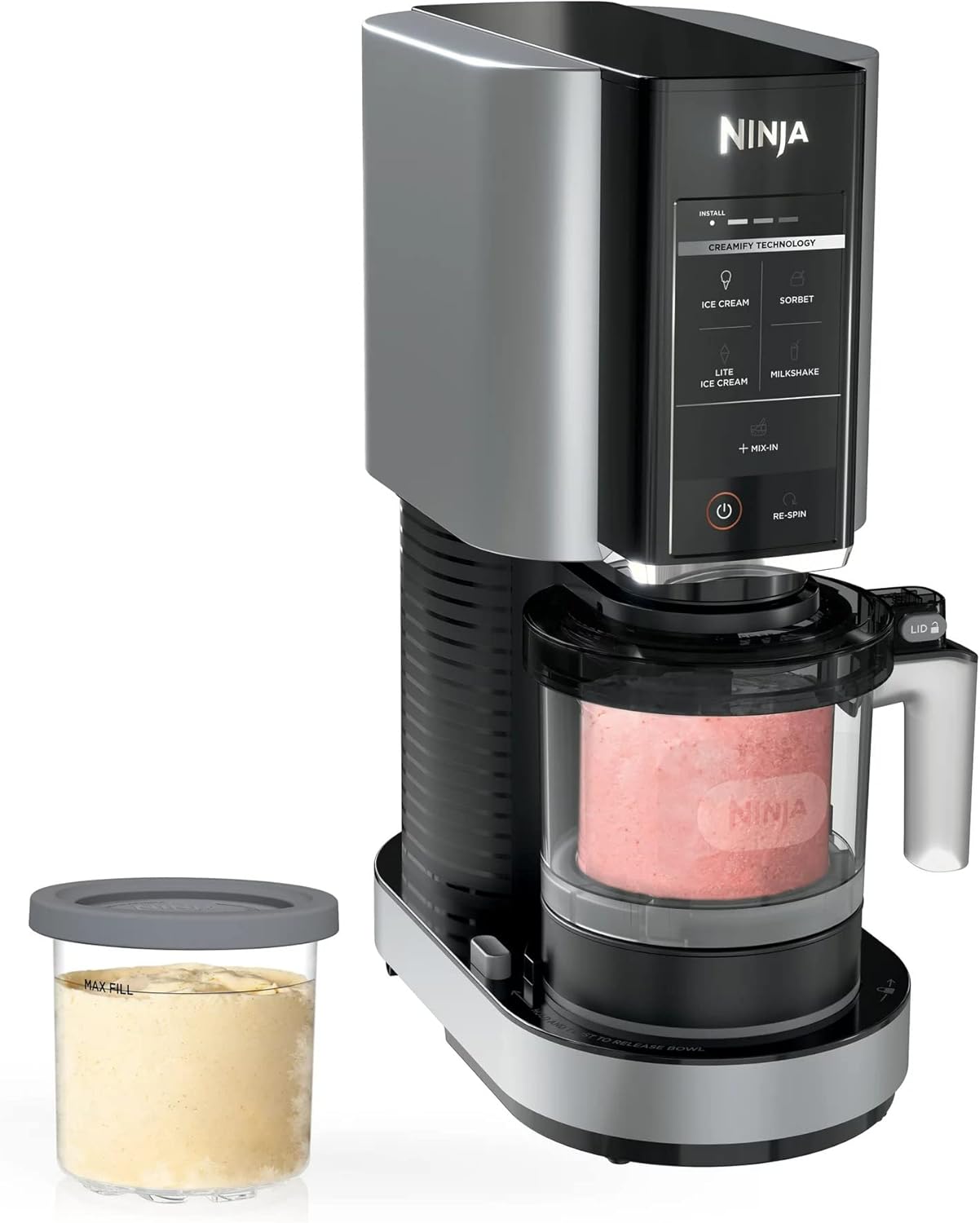 Ninja NC300 CREAMi Ice Cream Maker - Includes 2 Pint Containers & Lids - Silver Finish