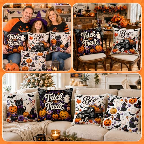Festive 16-Pack Seasonal Pillow Covers 18x18 Inches - Halloween, Christmas, Fall & Winter Decor