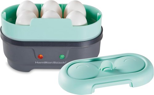 Hamilton Beach Electric Egg Bite Maker - Sous Vide Style Cooker with Nonstick Tray, Teal | Makes 2 Eggs in 10 Minutes