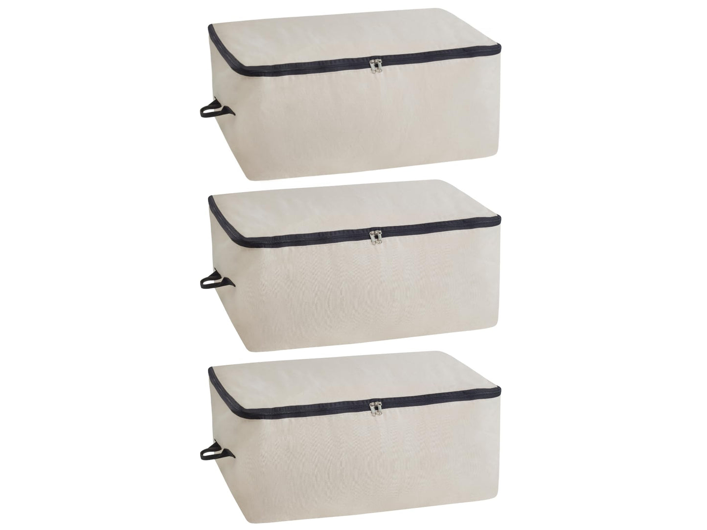 Comforter Storage Bags with Zipper - Sturdy 100% Cotton Canvas Quilt Storage Bags with Zipper - Extra Large with Handles to Conveniently Store Pillows, Blankets, Sheets, and Bedding (3 Bags)