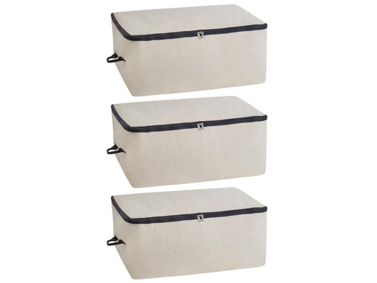 Comforter Storage Bags with Zipper - Sturdy 100% Cotton Canvas Quilt Storage Bags with Zipper - Extra Large with Handles to Conveniently Store Pillows, Blankets, Sheets, and Bedding (3 Bags)