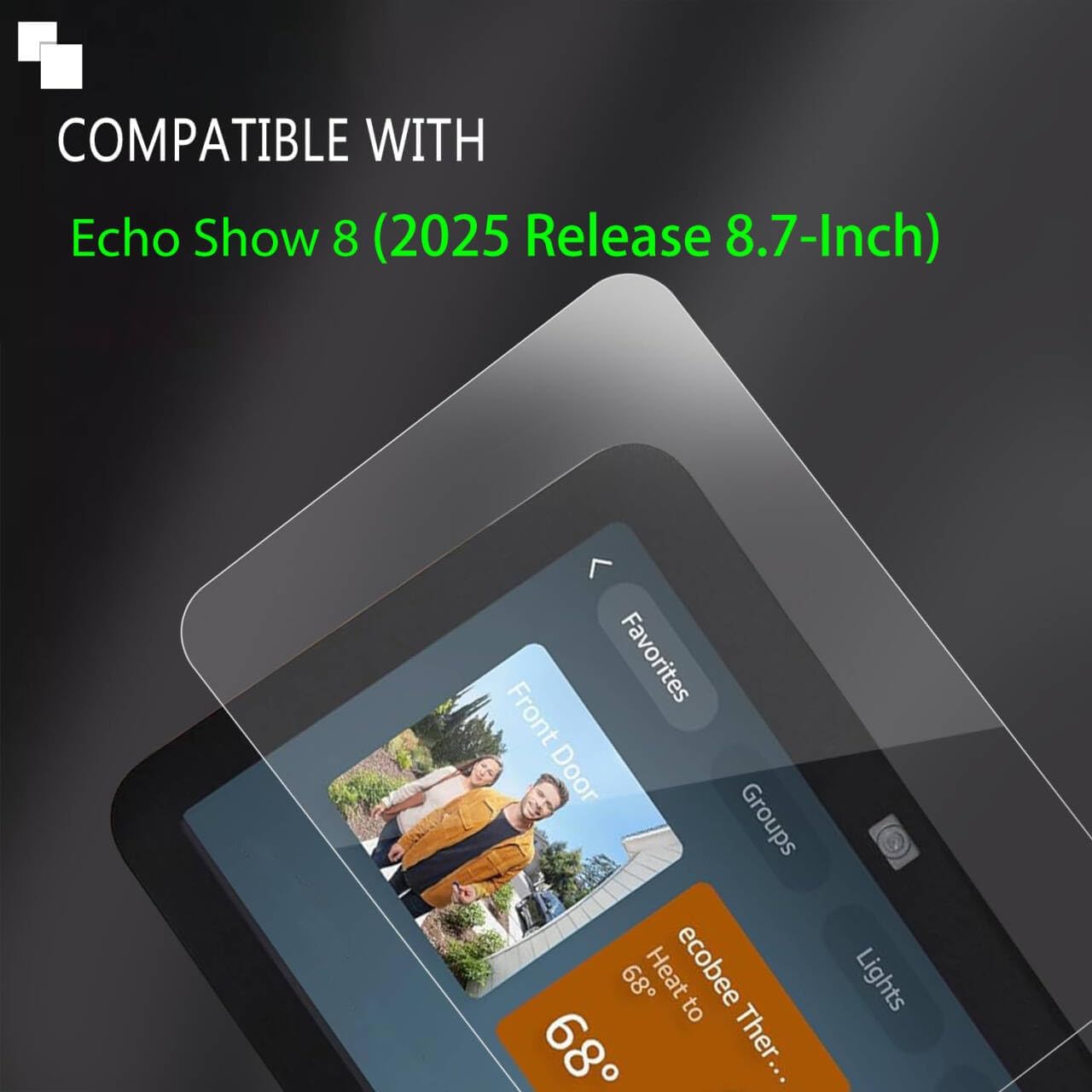 MUBUY-GOL Tempered Glass Screen Protector - 9H Hardness, Ultra Clear, Anti-Fingerprint | Fits New Echo Show 8 (4th Gen, 8.7 Inch, 2025 Release)