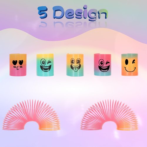 Irnushka Mini Spring Rainbow Coil Party Favors for Kids, Mini Plastic Coil Spring Toy for Easter Egg Filler Party Favor Carnival Prize Birthday Goodie Bag Stuffers (Style B, 30)