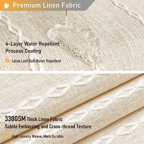Long Boho Farmhouse Linen Shower Curtain - Cream / 72x84 Inches - Heavy Duty & Water-Resistant with Tassels - Pack of 1