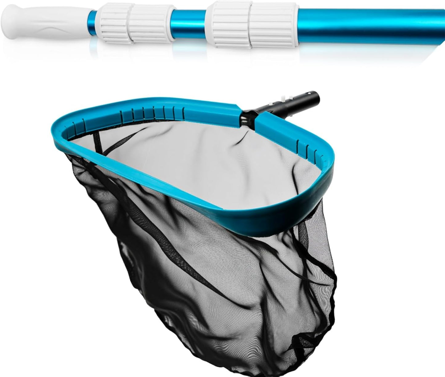 POOLWHALE Pool Skimmer Net - 15ft Telescopic Pole for Efficient Pool Cleaning