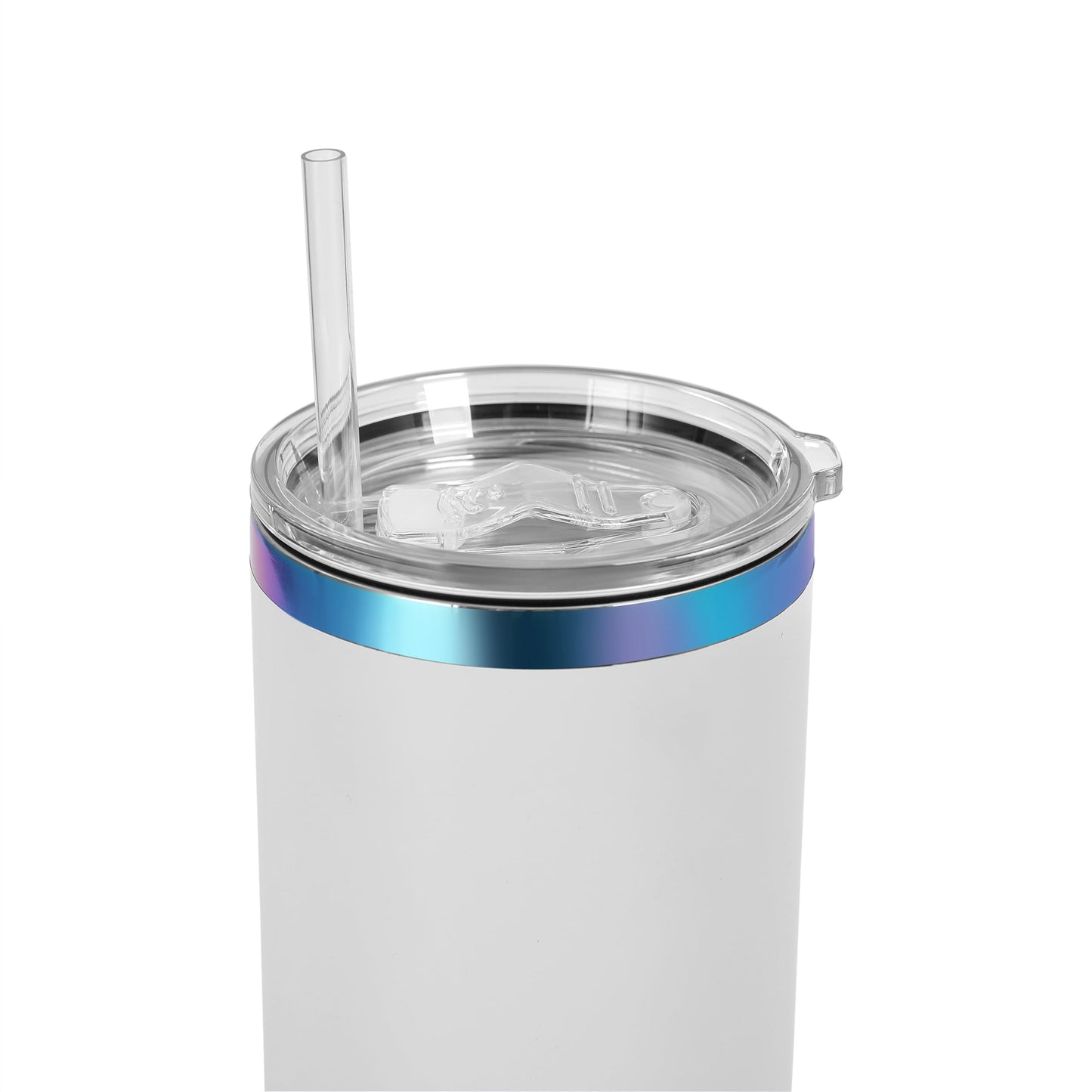 makerflo 40 oz Rainbow Plated White Powder Coated Tumbler with Lid and Straw, Handle Sold Separately, Ideal for Craft and Personalization (Laser Engraving, UV DTF, Epoxy, and Vinyl) – Pack of 25