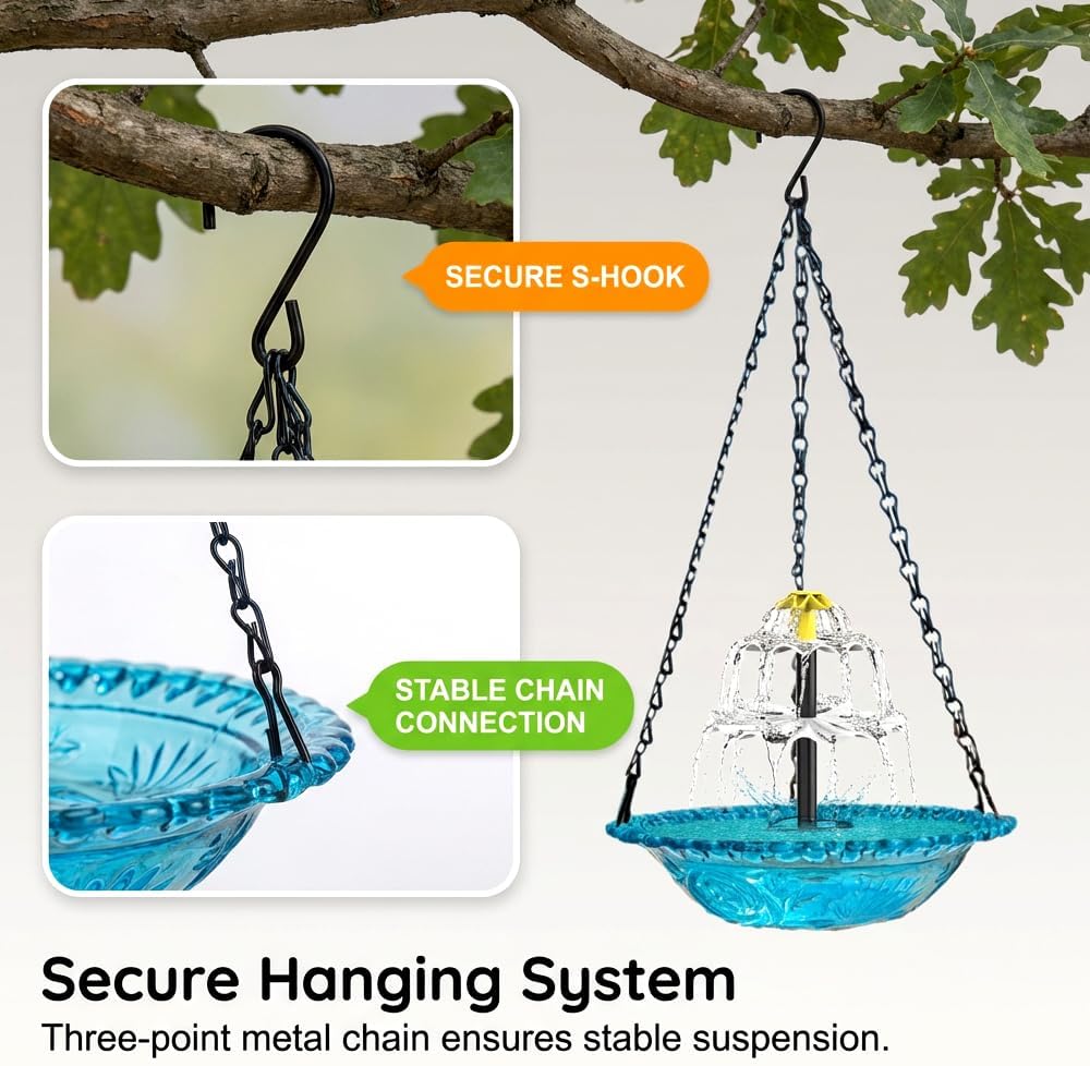 Solar Cascade Bird Bath Fountain - Solar-Powered Outdoor Water Feature for Garden & Patio (Blue)