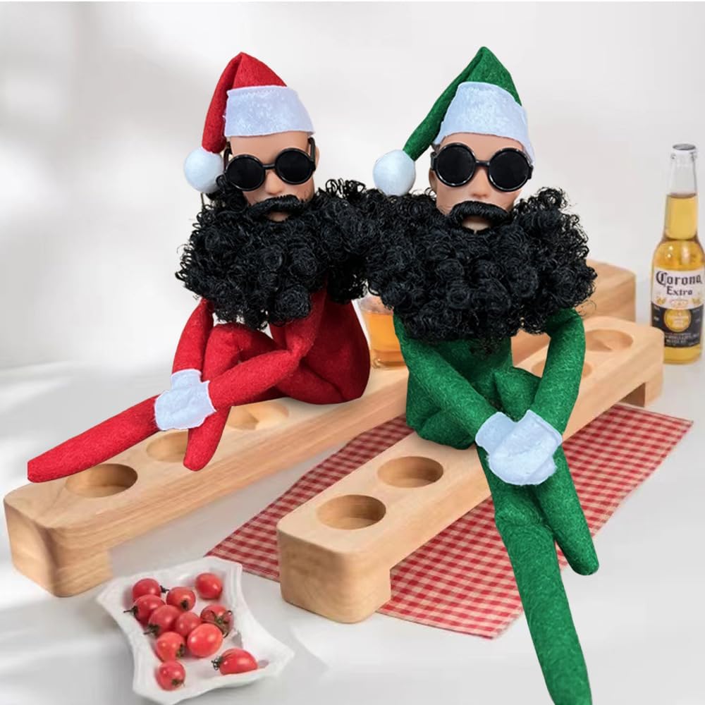 Skiennix Christmas Elf Doll Plush Toy - Funny Handmade Elf with Sunglasses for Holiday Gifts | Green