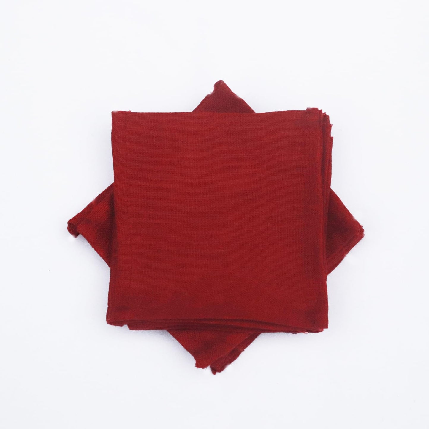 INYOWAKI 100% Pure Linen Cocktail Napkins Set of 12-4 x 4 Inch Small Cloth Solid Color Cocktail Napkins for Holiday,New Years,Cheers,Wedding, Drink, Parties, Everyday, Bar, Coffee, Beverage- Red