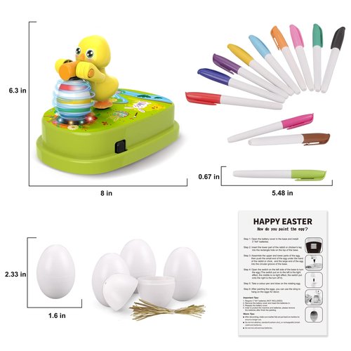 Engfa Easter Egg Decorating Kit, Easter Egg Dye Kit Egg Decorating Spinner with 12 Dying Markers 30 Plastic Easter Eggs and Slings, Easter Basket Stuffers Easter Gifts for Kids