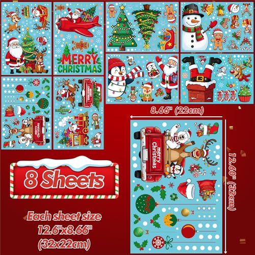 Christmas Window Clings Stickers | 350Pcs Christmas Clings Xmas Window Decals Decorations Indoor Outdoor Glass Snowflake Santa Claus Reindeer Penguin Snowman Accessories Decor Supplies
