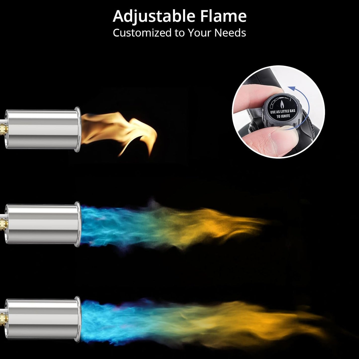 Sondiko Powerful Propane Torch - Adjustable Cooking & Searing Tool for BBQ, Campfire | Black & Grey