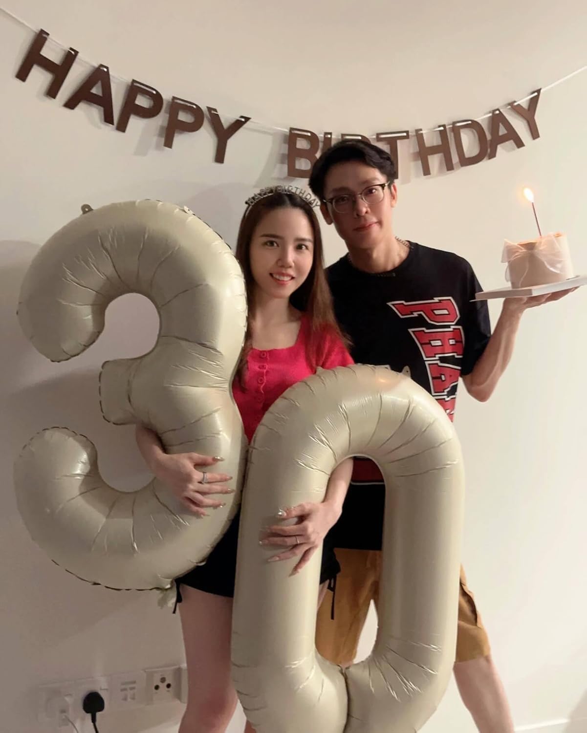Number 4 Foil Balloon - 40 Inch Cream Giant Balloon for 4th Birthday Party Decorations