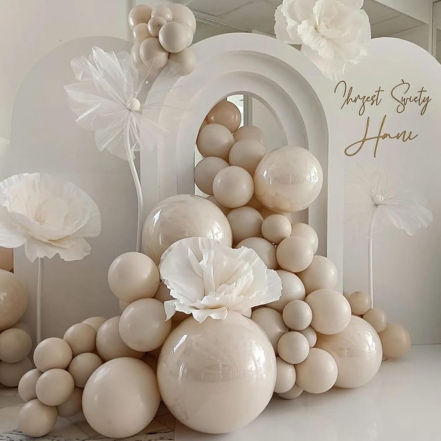 Skiennix Sand White Balloons - 100 Pack 5-Inch Beige Latex Balloons for Boho Party Decor