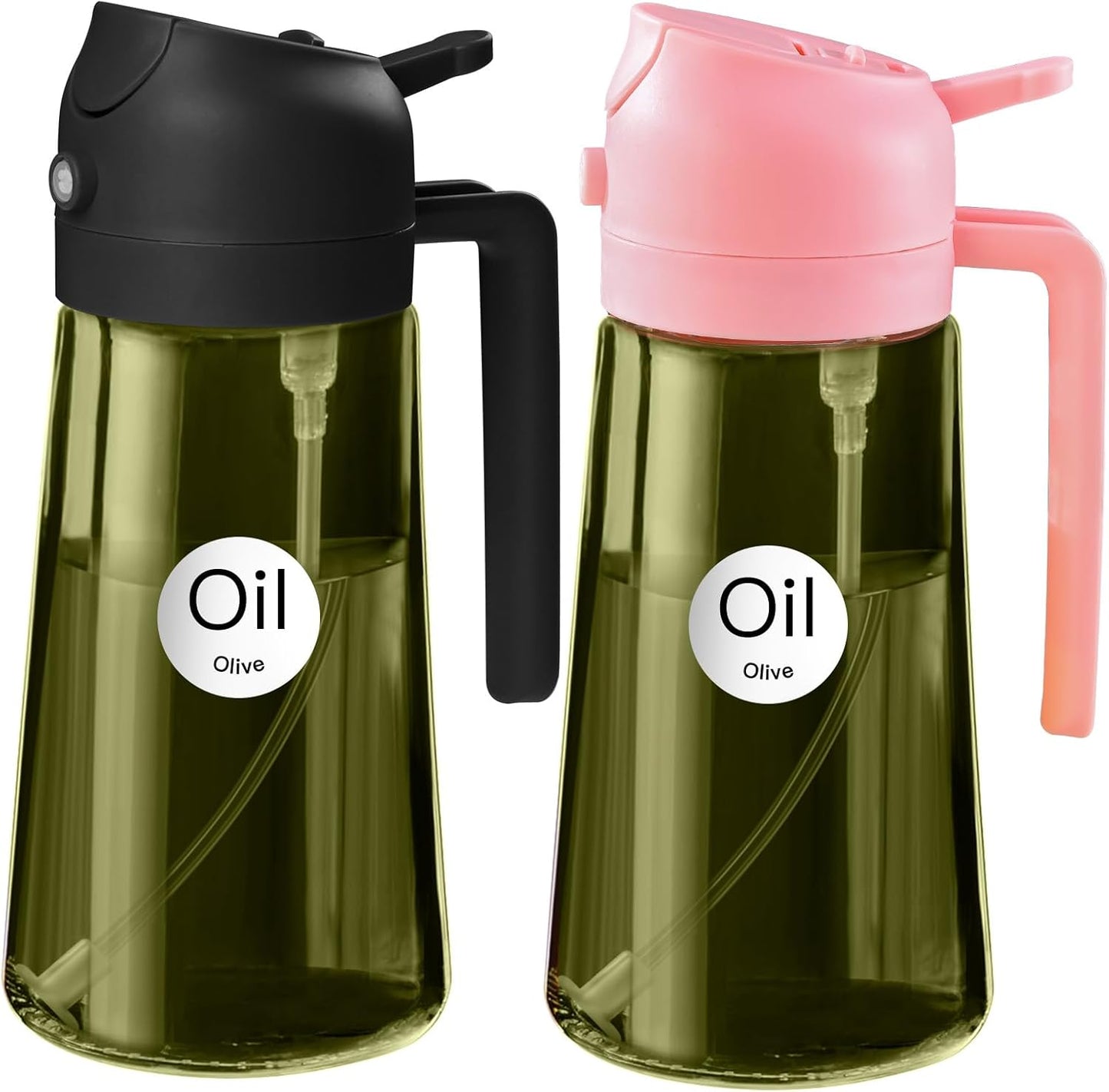 YARRAMATE 2Pcs 16oz Dark Green Oil Sprayer - Food-Grade Premium Olive Oil Dispenser for Cooking & BBQ