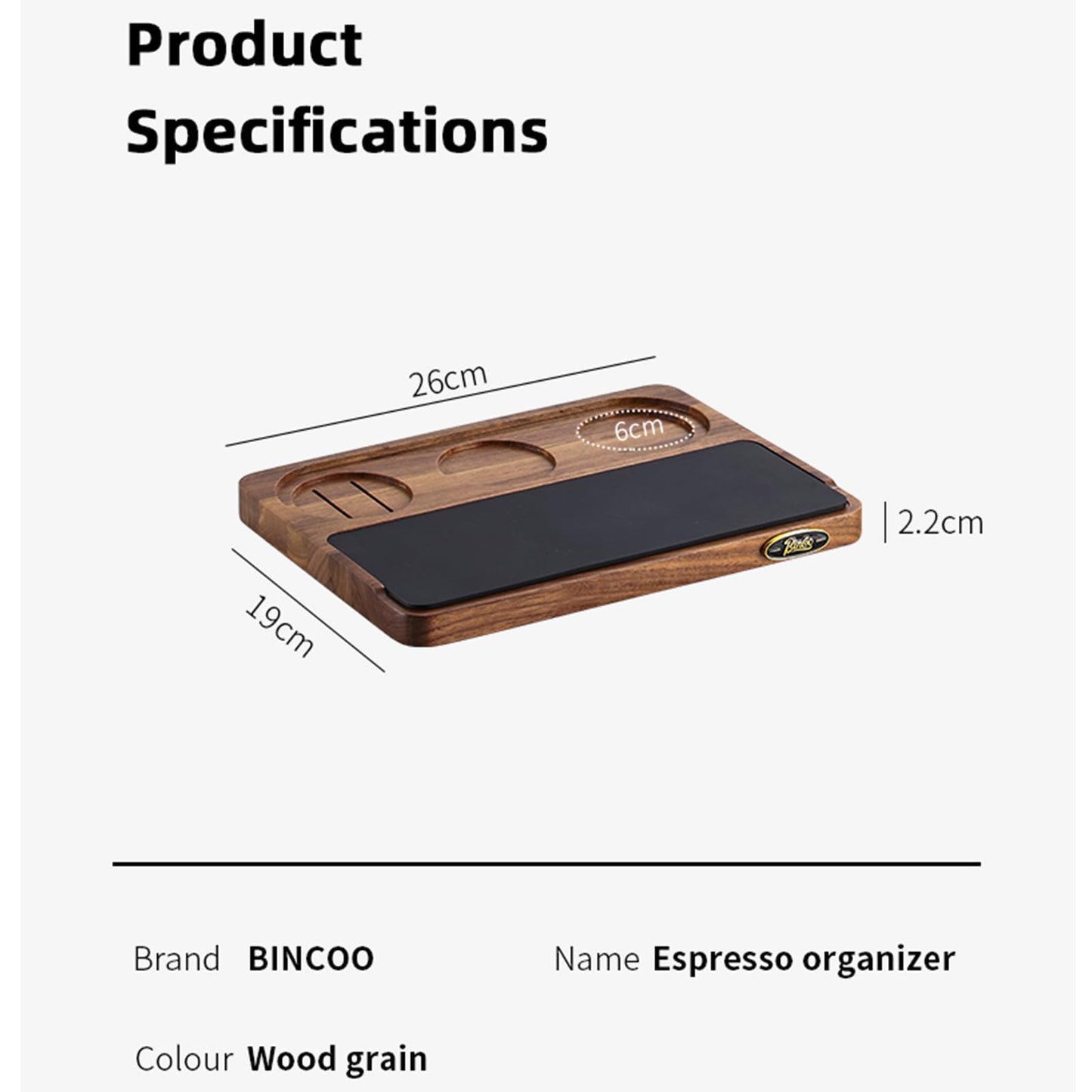 Bincoo Wood Espresso Tamping Station for 51 53 54 58mm Espresso Tools,Tampere Holder Station with Multi-Slot for Home Coffee Bar,Tamping Mat for Counter(WOOD)