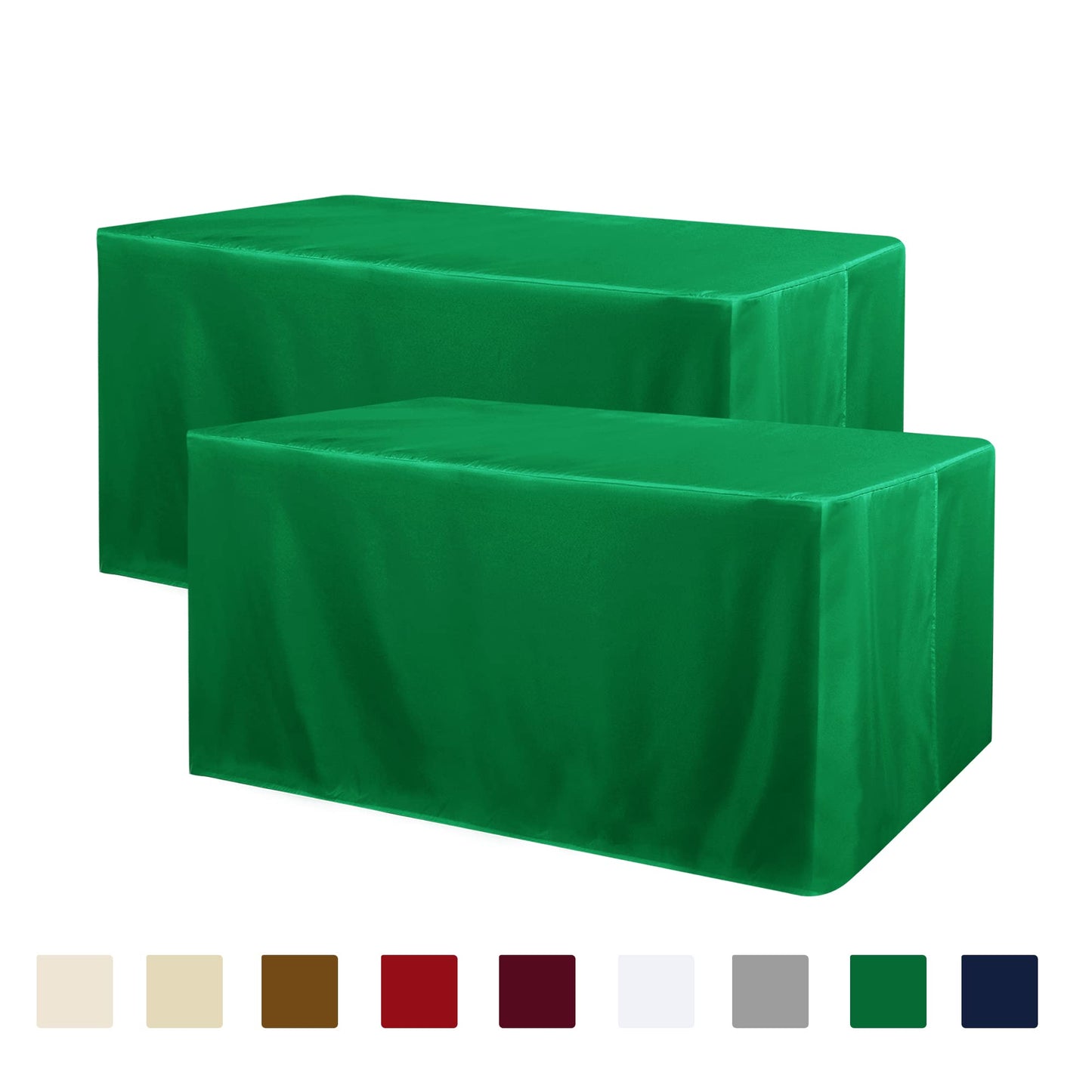 Obstal 2 Pack Green Table Clothes for 6 Foot Rectangle Tables - Water Resistant Washable Fabric Polyester Rectangle Table Cover Protector for Wedding, Banquet and Trade Shows, 72L x 30W x 30H Inches