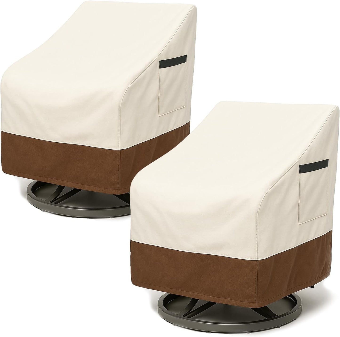 Skiennix Outdoor Patio Chair Covers - Heavy Duty Waterproof 600D Oxford Protection | 35x37x36 Inches, 2-Pack in Beige and Brown