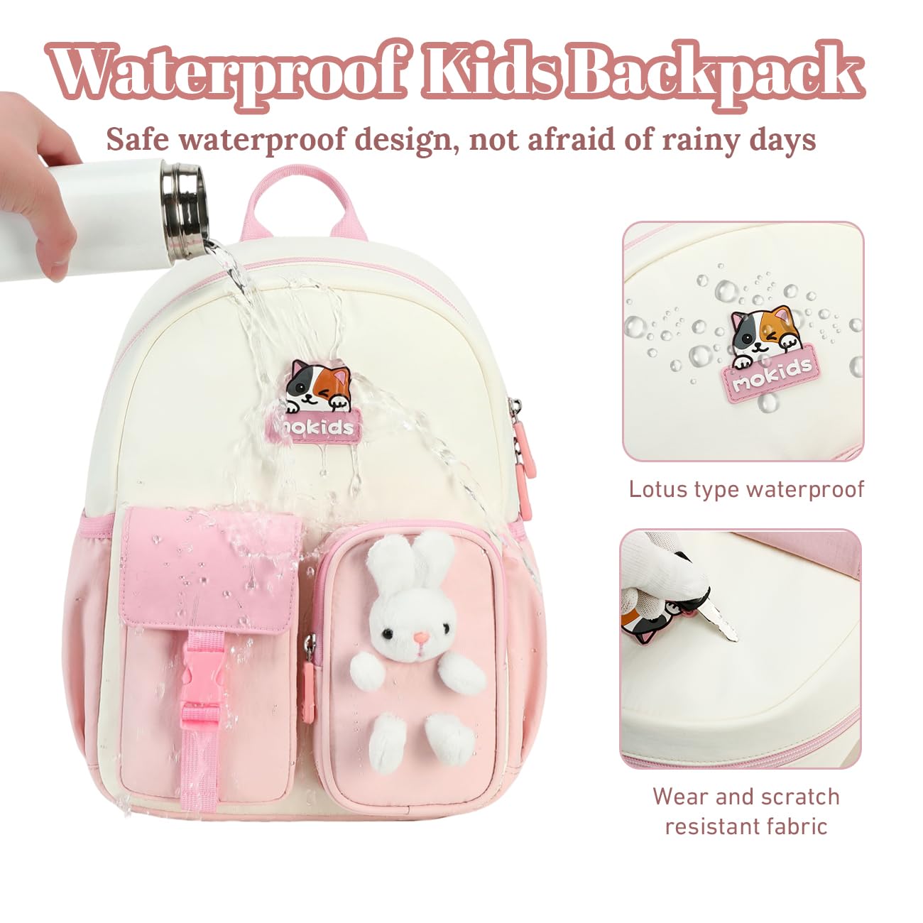 Cusangel Kids Backpack for 3-5 Ages Girls,12in Toddler Pink daypack for School,kindergarten Kids Backpack,Big capacity cute Cubby Bear shoulder bookbag with breast button