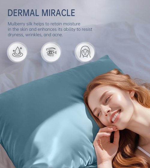 INSSL Mulberry Silk Pillowcase - Luxurious Comfort for Hair & Skin | Blue Gray, Standard Size