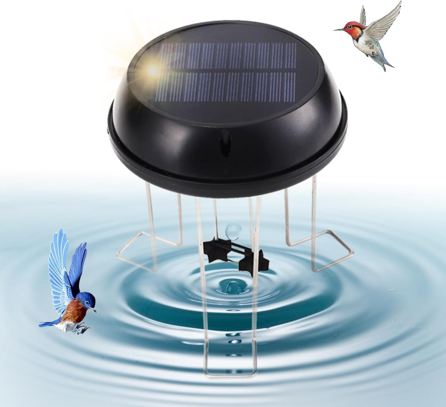 Skiennix Solar Bird Bath Swing Device - Stainless Steel Bubble Enhancer for Garden Ponds & Pools