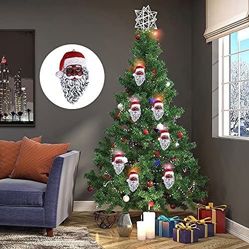 African American Black Santa Claus£¬4.5-inches Tall American Santa Head Ornament for Christmas Decor