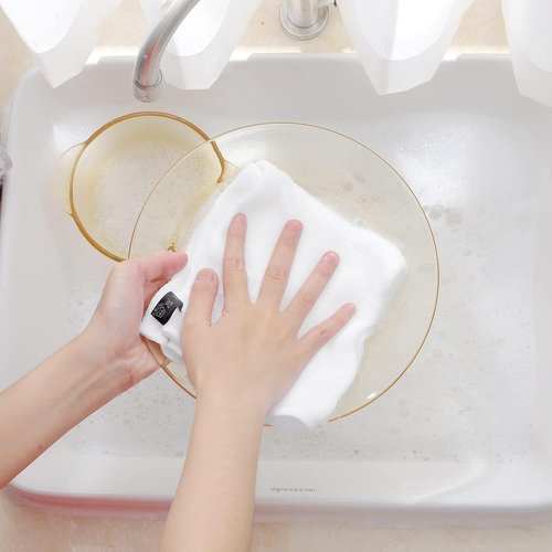 Homaxy 100% Cotton Dish Cloths - Ultra Soft, Absorbent & Quick Drying | 12 x 12 Inches, 24-Pack, White