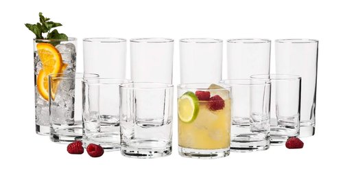 Elegant Acrylic Drinking Glasses [Set of 16] Attractive Clear Plastic Tumblers - Unbreakable Drinkware Set Ideal for Indoor and Outdoor - Kid Friendly