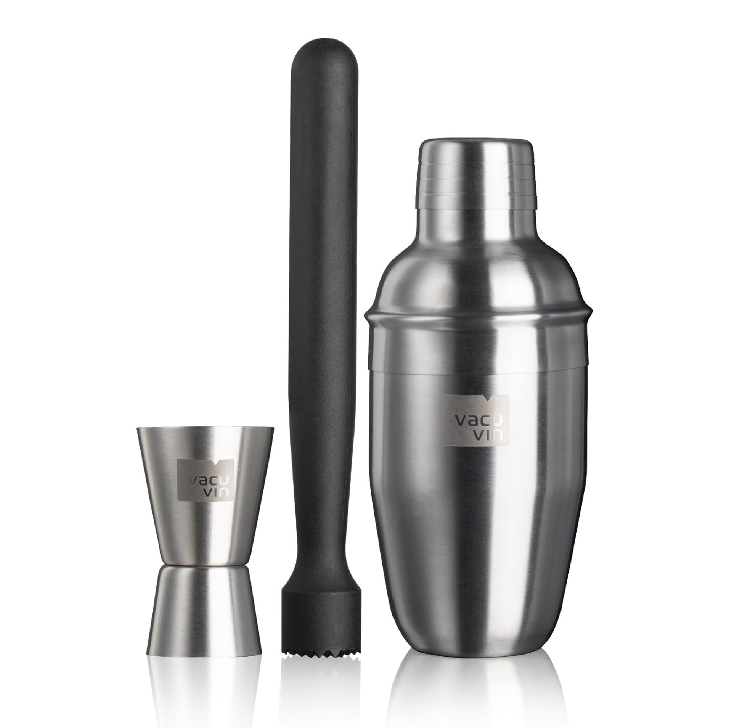 Vacu Vin Cocktail Set – 3-Piece Bar in a Box Starter Kit – Includes Muddler, Jigger & Recipe Guide – Compact Home Bartending Set for Beginners – Easy Cocktail Making Kit & Gift Idea