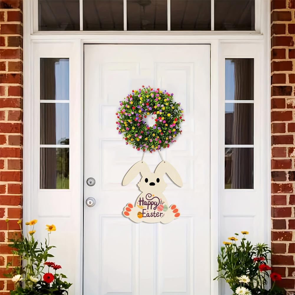 12 Pack Large Size 11" Wooden Easter Ornaments to Paint, Happy Easter Cutouts DIY Blank Bunny Unfinished Wooden Rabbit Discs for Home Crafts Hanging Spring Decoration
