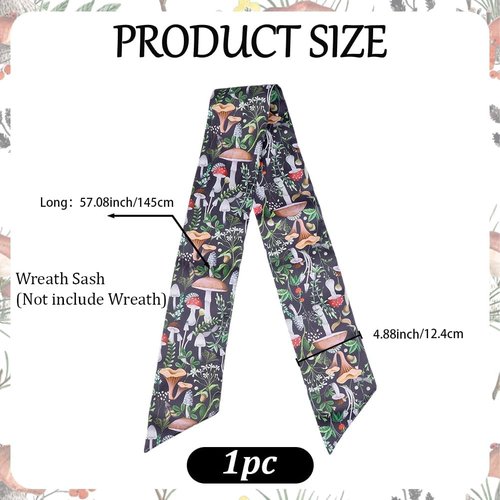 CRASPIRE Christmas Wreath Sash - Embroidered Monogram Design for Indoor/Outdoor Decor | Black Mushroom Plant