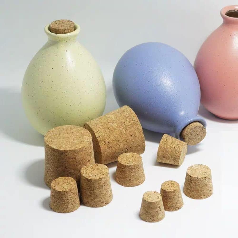 10 Pcs Brown Natural Soft Wood Wine Corks, Cork Stoppers Wine Bottle Stopper Wooden Tapered Cork Plugs For Wine Beer Bottle Crafts, Wine Making