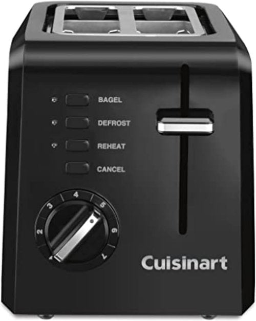 Cuisinart CPT-122BK 2-Slice Toaster - Compact Design with Bagel Slots & 7 Shade Settings - Black