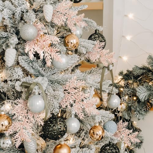 Cindeer Rose Gold Glitter Christmas Tree Picks 100 Pcs, 10.2 Inch Decor