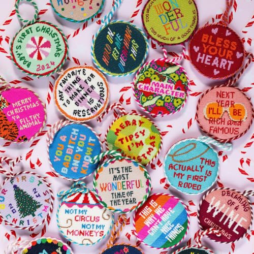 FURBISH Merry Christmas Ya Filthy Animal Needlepoint Christmas Ornament - Handcrafted Holiday Decor