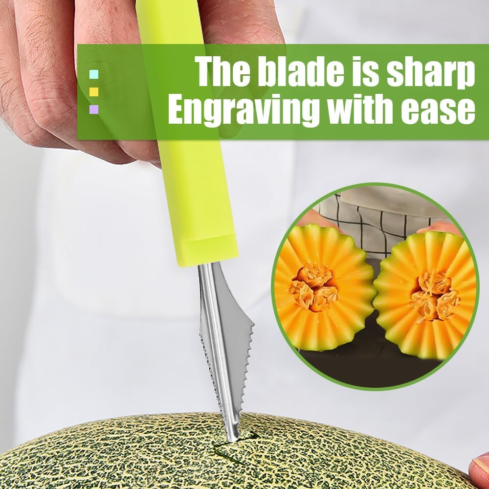 Skiennix Watermelon Slicer Cutter - 4-in-1 Stainless Steel Tool for Easy Fruit Carving | Multicolor