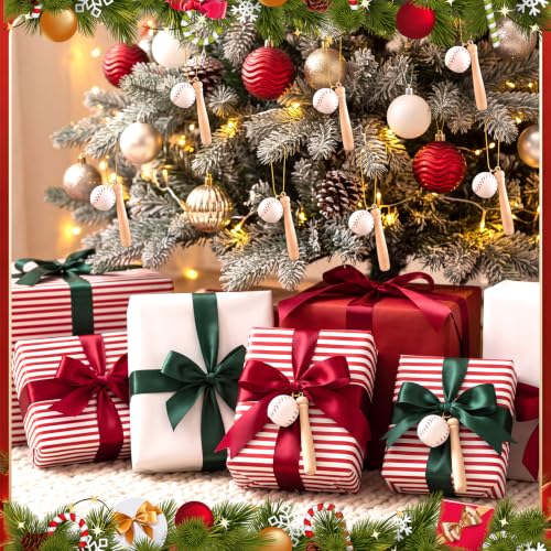 Soulchen 10 Pcs Baseball Christmas Ornaments Set - Baseball & Bat Decorations