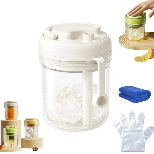 2026 New 2 In 1 Bottle Silicone Ice Cube Cup With Straw,Portable Easy Press Silicone Ice Cube Tray,Leak Proof Lid, Touch-free Vertical Ice Maker For Iced Coffee Juice Cocktail (Beige)