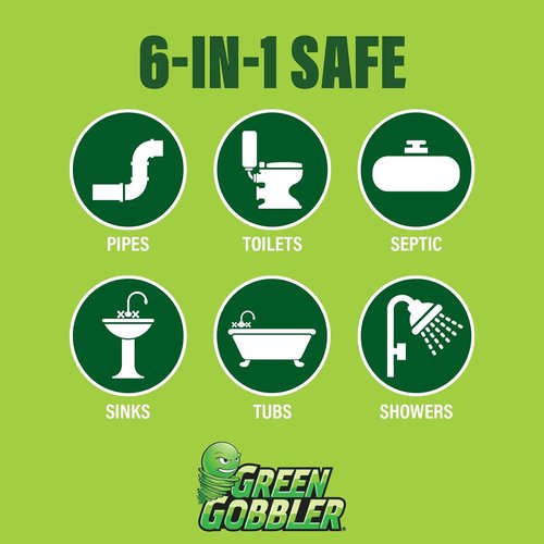 Green Gobbler Drain Clog Dissolver - Powerful Liquid Opener & Toilet Clog Remover | Safe for Pipes | 2 Pack