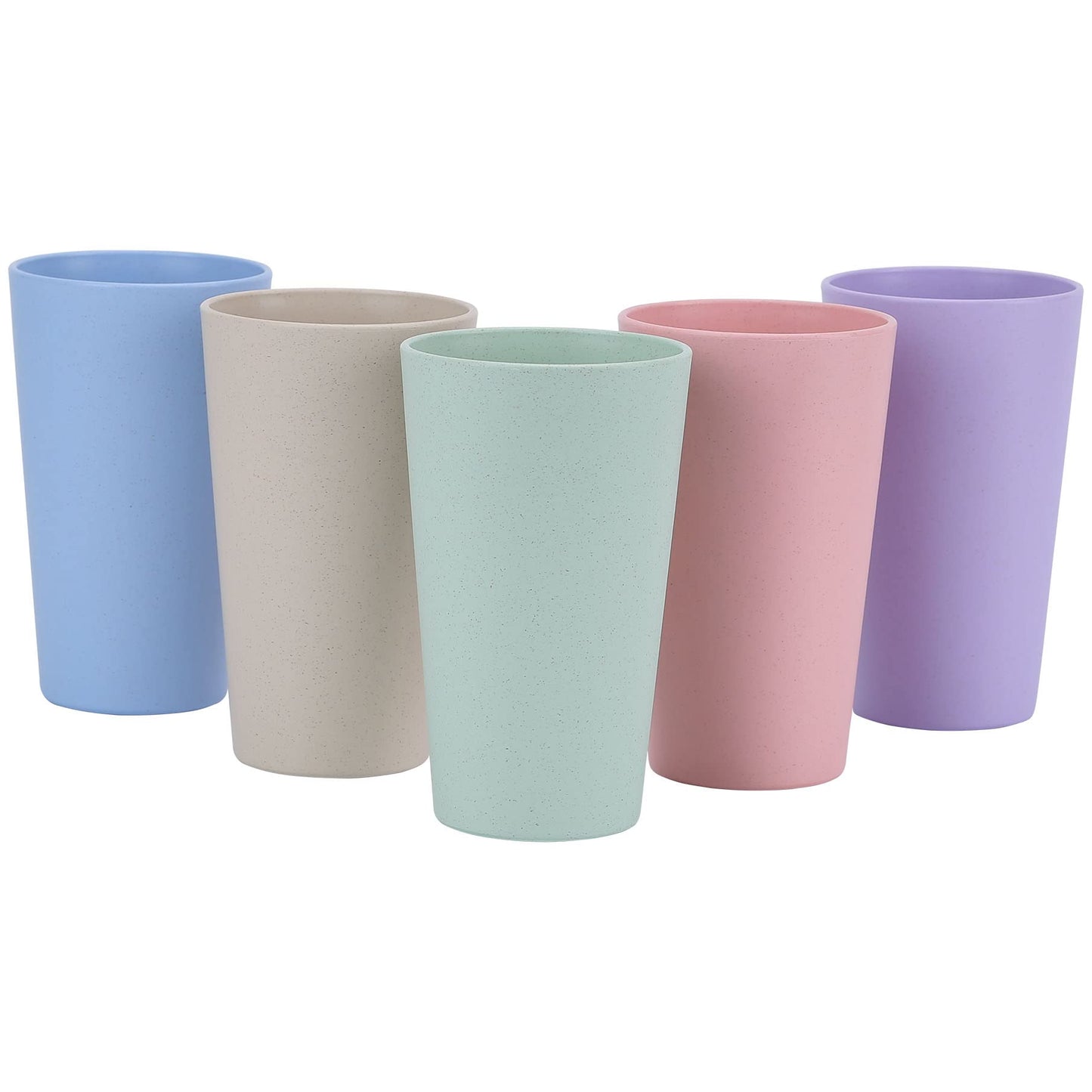 LuckyZone Wheat Straw Unbreakable Cup | 20 oz Reusable Water Drinking Glasses Sets of 5 | Lightweight Tumbler for Kitchen Outdoor | Dishwasher Safe, BPA Free and Eco friendly (20 oz, 5 Color_A)