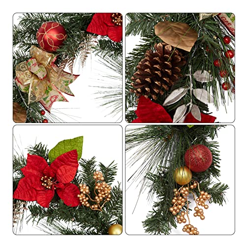 IDEALHOUSE Red & Gold 6FT Battery-Operated Christmas Garland with Lights & Timer
