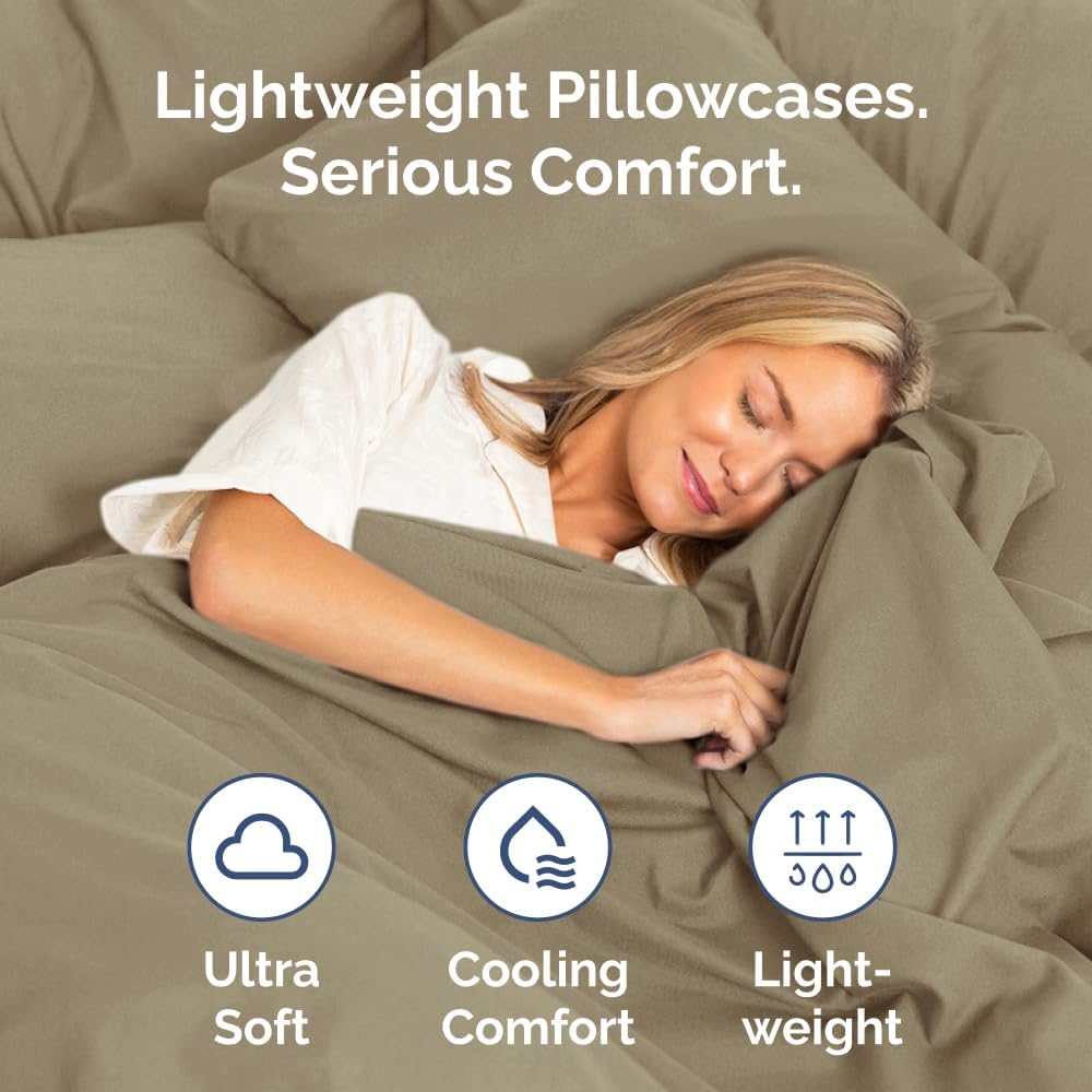 King Pillow Cases by [Brand Name] - Ultra Soft Hotel Quality Covers | Wrinkle-Free & Stain Resistant - 2 Piece Set in Khaki