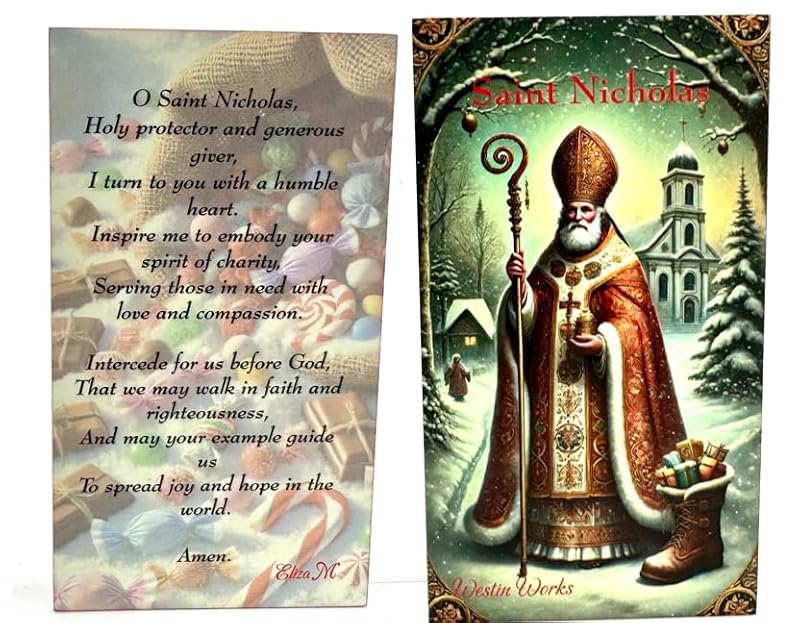 St Nicholas Holy Card Bulk Pack of 10 Religious Prayer Cards Christmas Gift